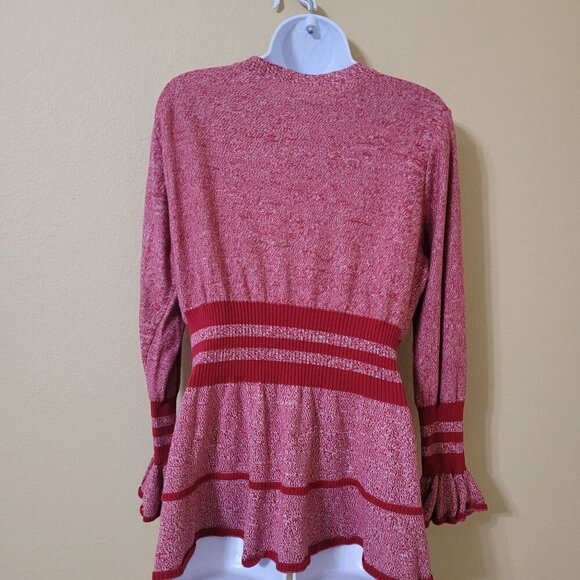 Eloquii Red & White Ruffle Sleeve‎ Sweater 14/16 Stretch Comfy - Picture 6 of 6